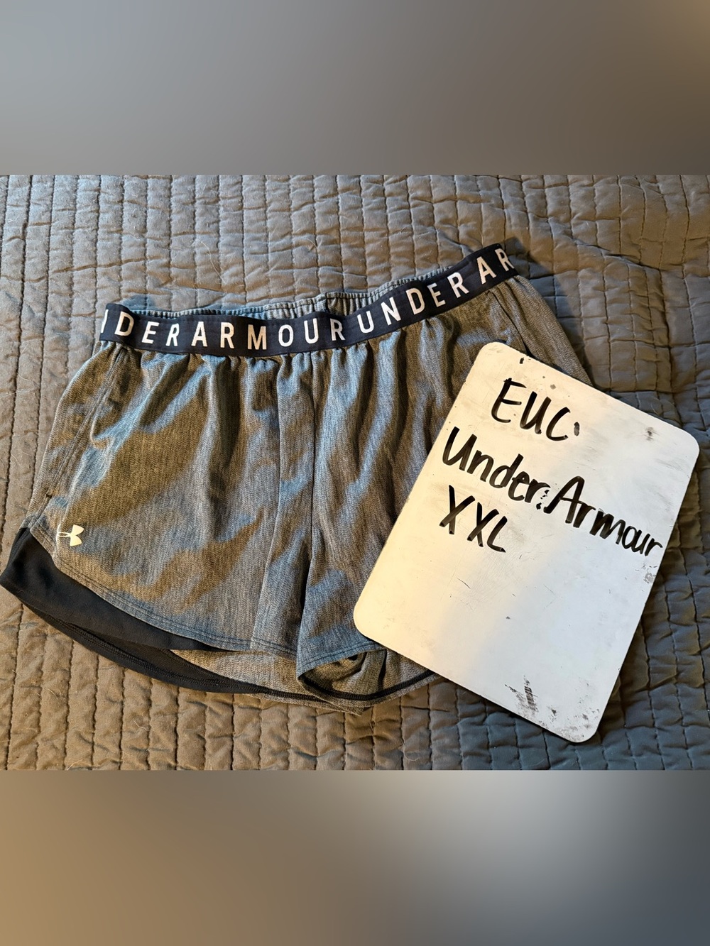 Under Armour Heather Gray Performance Shorts with Black Logo Waistband